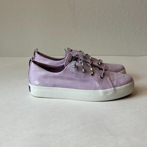 Sperry Crest‎ Vibe Girls Kids Size 3.5M Sneakers Shoes Purple Silver EUC